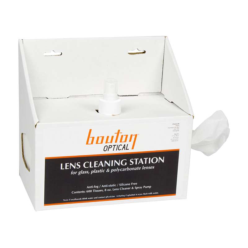 Lens Cleaning Station with 8oz Spray and 600 Tissues per Dispenser, 8 Dispensers per Case